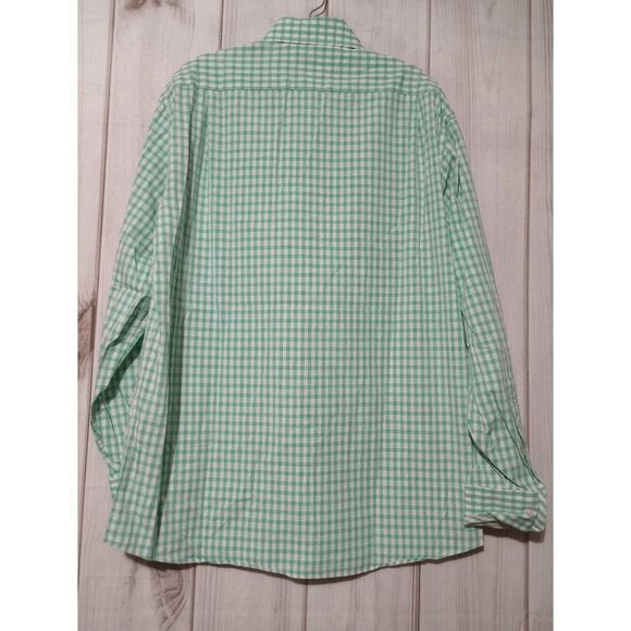 Tommy Hilfiger Shirt Men's 16 Green Gingham Button Front Long Sleeve - Picture 2 of 8